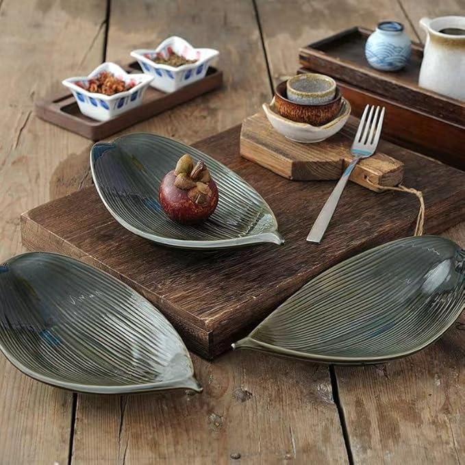 Exquisite Plates, Ceramic Tableware, Leaf Sashimi Plate, Cold Dish, Small Dish, Appetizer Plate, Pastry Plate and Fried Dish