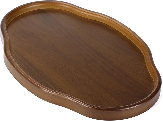 14.57 Inch Candle Holder Tray for Home Decor, Irregular Wooden Tray, Small Multi-Purpose Wooden Serving & Decorative Tray for Home