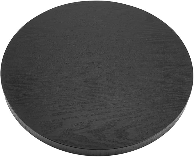 Tbest Black Round Wood Serving Tray, Solid Wood Tea Coffee Snack Food Meals Tray, Restaurant Trays