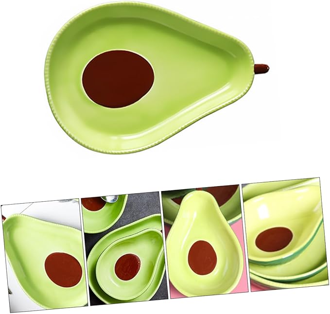 Avocado Shape Ceramic Appetizer Plate Food-Safe Microwave Safe Cute Design for Snacks Desserts Fruits Creative Tableware for Parties and Gatherings
