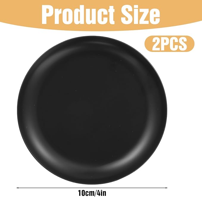 2 Pcs Round Decorative Tray, 4 Inch Black Perfume Tray Coffee Table Decor Small Stainless Steel Serving Trays Bathroom Accessories Candle Trays for Bathroom Countertop Table Centerpieces