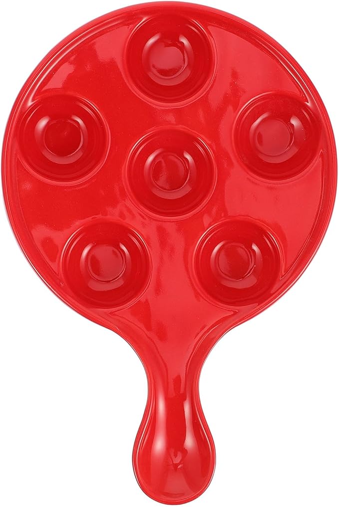 Veemoon Ceramic Escargot Baking Dish Snail Serving Plate with Handle 10-inch Ovenproof Appetizer Plate for Seafood Cooking and Dining
