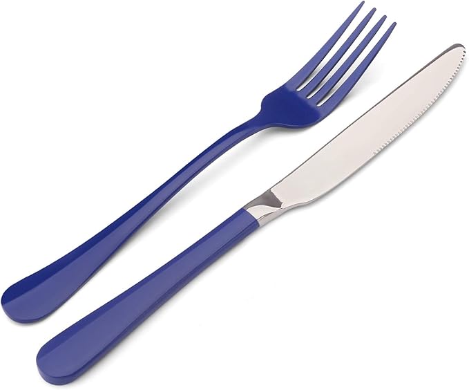 Blue Silverware Set, Bysta 20-Piece Stainless Steel Flatware Set, Kitchen Utensil Set Service for 4, Tableware Cutlery Set for Home and Restaurant, Knives mirror polish, Dishwasher Safe