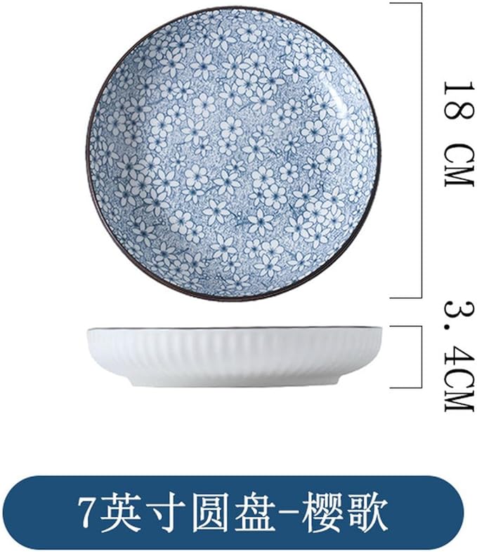 7-Inch Japanese vertical deep plate, simple ceramic tableware for home use - 2 pieces