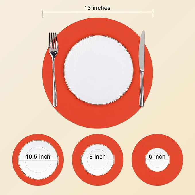 SHACOS 100 PCS Christmas Round Paper Placemats 13 inch Disposable Paper Place Mats for Dinner Wedding Birthday Party Festival Events Table Decoration, Orange Red
