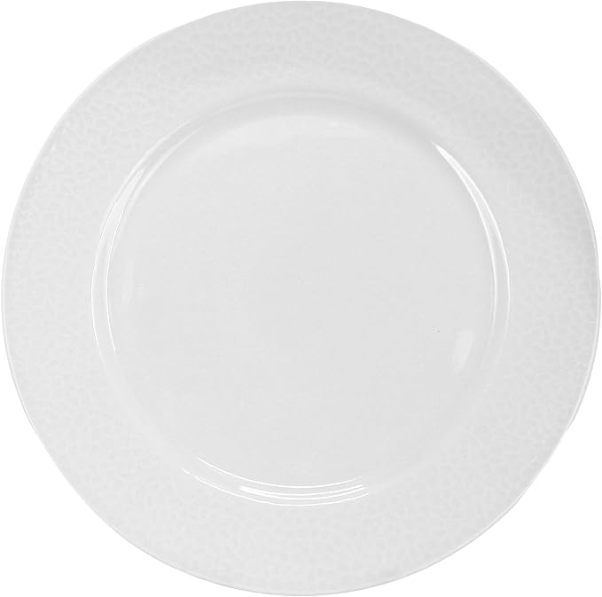Elama Soyer 16 Piece Textured Design Double Bowl Porcelain White Dinnerware Set, Serveware, Tableware, Bowls, Plate Set (Soyer)