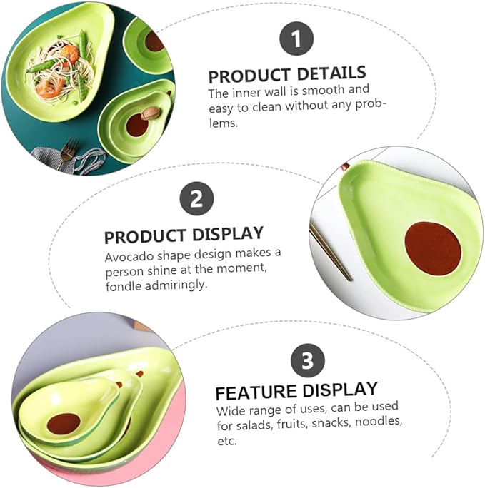 Avocado Shape Ceramic Plate Medium Crack Resistant Fruit Serving Platter Appetizer Dish for Parties Family Gatherings Weddings Lightweight Food Container