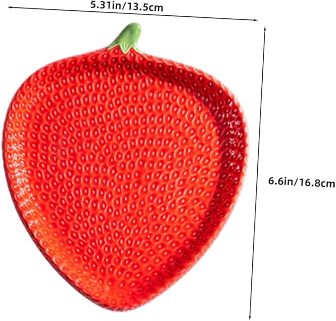 Unomor Strawberry Shaped Ceramic Plate Artistic Snack Platter for Sushi Pastry and Appetizers Compact Porcelain Tray for Home and Outdoor Dining Easy to Clean and Stylish Design