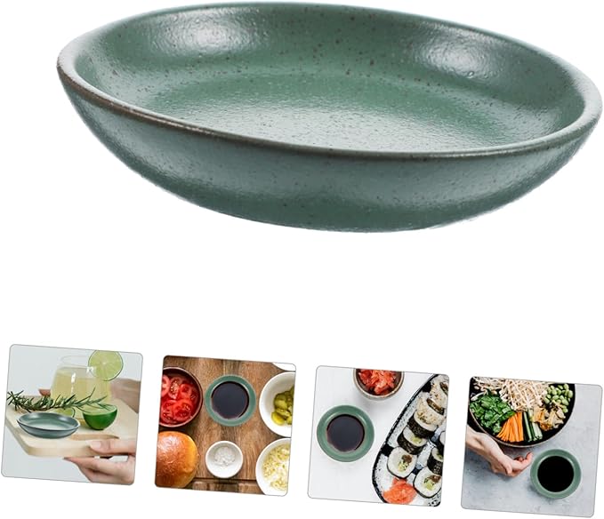 Amosfun Ceramic Appetizer Plates Set of 4 Round Wear-Resistant Snack Serving Dishes Shallow Dinner Plates for Sauces Dips and Side Dishes for Restaurants and Parties