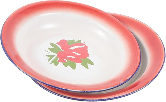 IMIKEYA 2pcs Retro Floral Plates Thick Vintage Ceramic Serving Dishes for Appetizers and Fruits Stylish Kitchen Home Supply