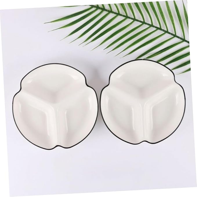 BESTYASH Ceramic Divided Serving Plate with Compartments Heat Resistant Portion Control Dinner Dish for Fruits Appetizers Desserts Smooth Food Safe Tableware for Home and Parties