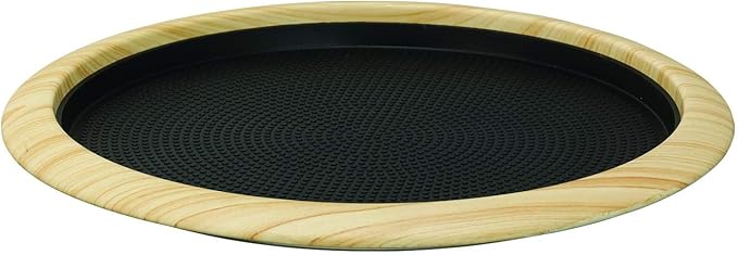Service Ideas TR1412RILW Tray with Removable Insert, 12" Round, Stainless Steel, Light Wood