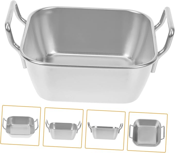 Cabilock Fried Chicken Basket Thickened Dessert Tray Snack Holder Stainless Steel Plate Food Serving Tray