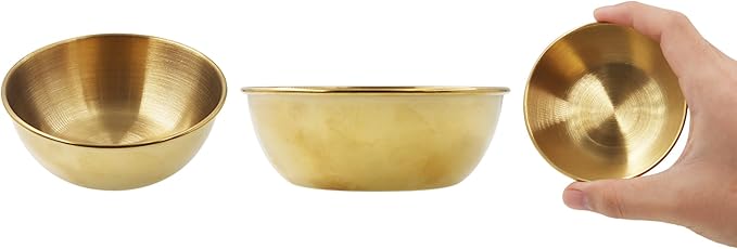 Stainless Steel Sauce Dishes, Mini Individual Saucers Bowl,Round Seasoning Dishes,Premium Sushi Dipping Bowl,Condiment Appetizer Plates,12PCS Metal Ramekins Serving Dishes 9cm/3.54'',Gold