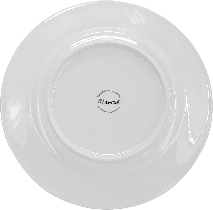 Elama Julia 16 Piece Scalloped Double Bowl Porcelain White Dinnerware Set, Serveware, Tableware, Bowls, Plate Set (Julia)