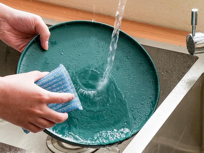 Ceramic Dinner Plates, 10.25 Inch Flat Dish Set for 4, Perfect for Family and Entertaining, Microwave & Dishwasher Safe, Dinner Dishes for Steak, Sandwiches, Pizza, Pasta, Modern Green