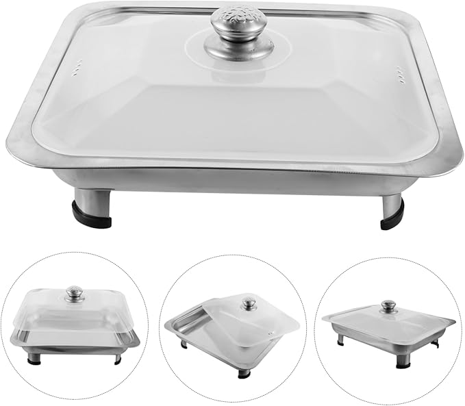 PRETYZOOM Stainless Steel Buffet Plate Serving Tray Cover Portion Control Plate for Lunch