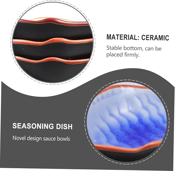 Garneck 3pcs Ceramic Sauce Dishes for Condiments Platters for Appetizers Seasoning Plates for Dipping Mustard Sauce Random Style