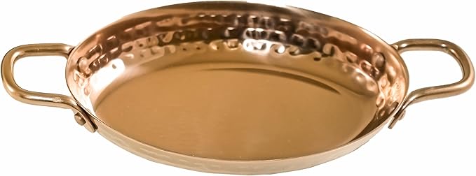 Hammered Copper Tray, Set of 2 Serving Appetizer Tray with Handle for Party, Fruit Platter, Dessert Trays, Serving Dishes: (18.5 cm)