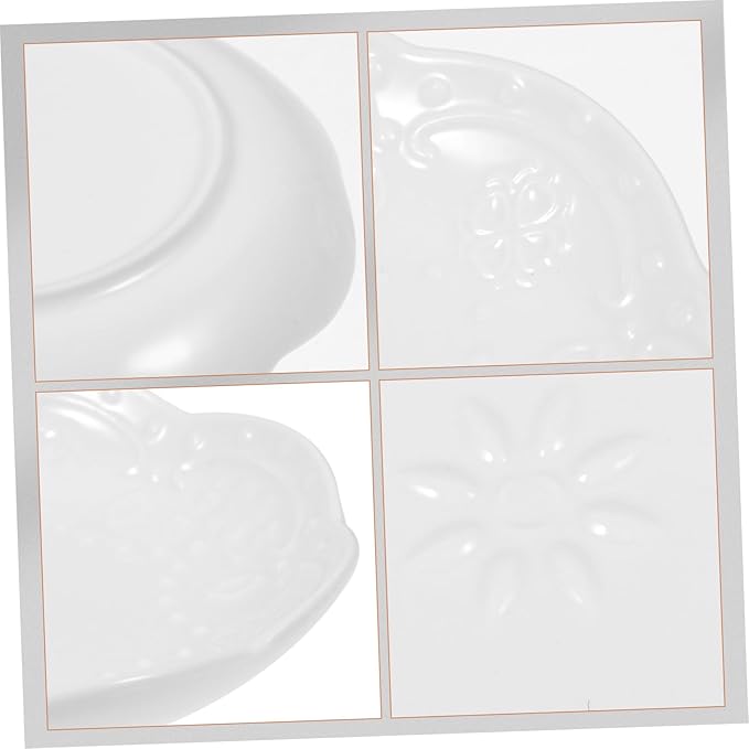 Flower Butterfly Embossed Ceramic Dipping Sauce Dish Set of 2 White Multifunctional Appetizer Plates for Snacks and Decorative Serving Bowls