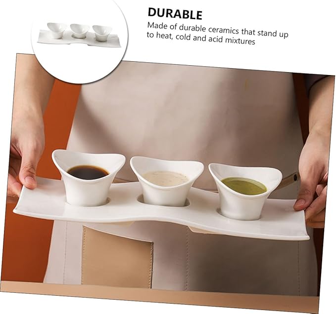 Ciieeo Japanese Style Ceramic Appetizer Plates 1 Set Seasoning Dish Unique Design for Condiments Suitable for Home Use for Dipping Sauces and Snacks