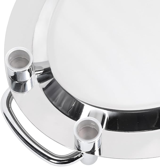 Stainless Steel Serving Tray,Mirrored Silver Tray Bright Mirror Finish Serving Tray with Handle for Hotel Restaurant Banquet Wedding - Elegant and Durable Platter (Egg Shape (Length 18.11in))