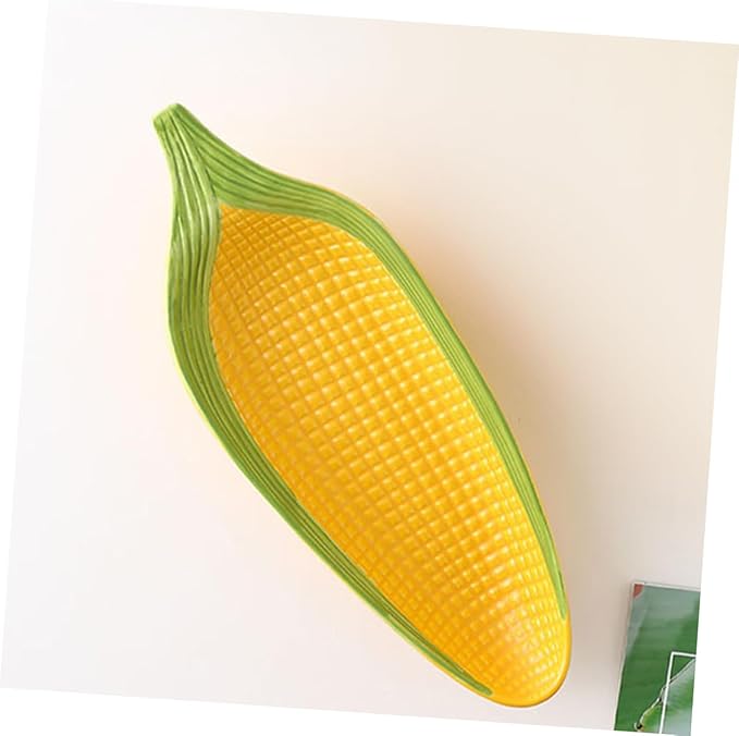 Zerodeko Handpainted Ceramic Corn Plates with Shape for Snacks Appetizers and Desserts Serving Trays with Non-Slip Bottom Microwave and Dishwasher Safe