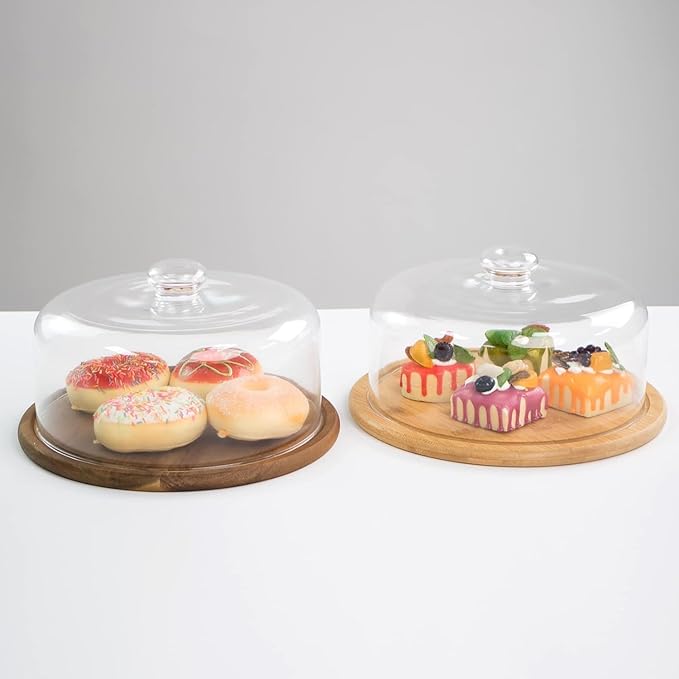11 Inch Clear Cake Dome Cover, Glass Round Cake Stand Cover, Pastry Display Cloche for Food Plastic, Cake Cover Lid for Cake Stand Cake Plate Display Serving Platter (10 Inch - Glass)