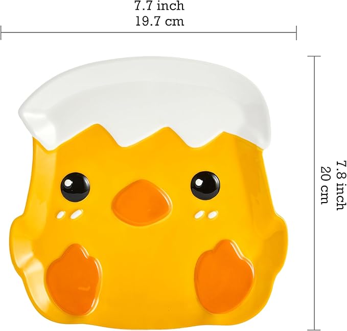 Bico Easter Chicken Hand-Painted 3D Ceramic Appetizer Plates, Set of 2, 8 Inch, Microwave & Dishwasher Safe