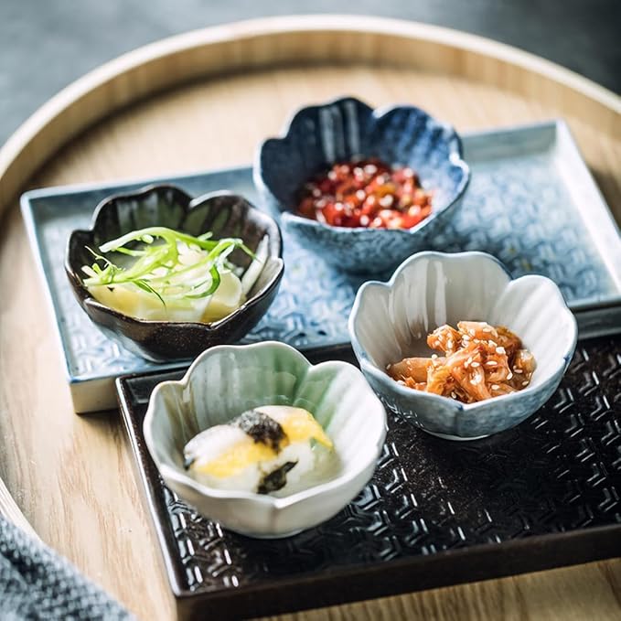 Small Plates,Snack Plate,Small Dessert Plates,Appetizer Serving Tray,Condiment Serving Tray,Salad Plates,Ceramic Household Dishes Hotpot Dipping Shop Seasoning Dish Small Dish(5 Pcs)