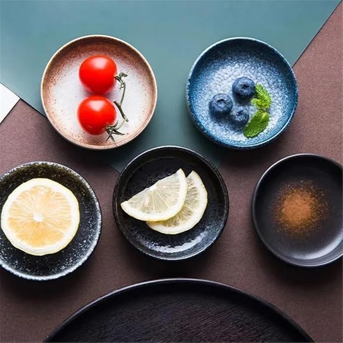 Appetizer Plates Ceramic Soy Sauce Dish, Dipping Sauce Plates, Small Serving Bowls for Side Dishes, Condiments for Condiment