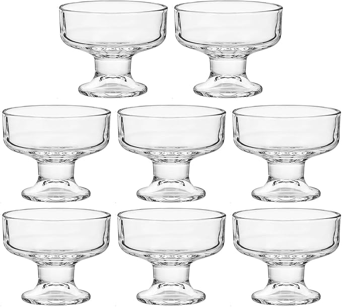 8 Pack Glass Ice Cream Cups,Glass Dessert Bowls,7oz Mixed Drinks Cups for Drinks,Dessert,Nuts,Fruit, Pudding,Snack,Cocktail Party (8)