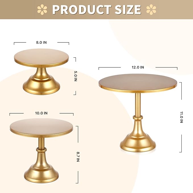 3 PCS Gold Cake Stand Set, Dessert Table Display Set with Wedding Cupcake Stand and Cake Stands for Party, Wedding, Birthday, Anniversary, Baby Shower, Thanksgiving, Christmas