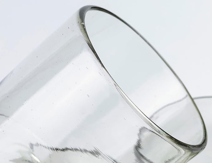 Handmade con Amor - 7 oz Hand Blown Mexican Drinking Glasses - Set of 2, 7 fl oz each, Clear