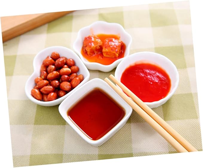 2PCS White Ceramic Dipping Dishes Square Porcelain Sauce Plates for Seasoning Condiments and Appetizers Lightweight Stackable Kitchen Essentials