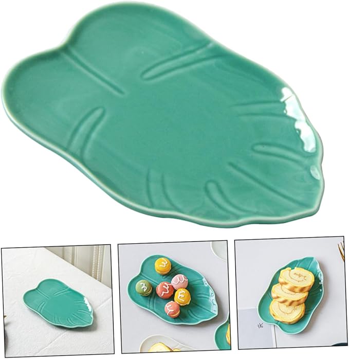Leaf Shaped Dessert Plate Polished Smooth Food Serving Plate for Appetizer Cake Fruit Multi-function