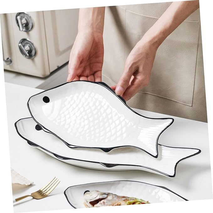Fish Steaming Plate Small Ceramic Steamer Dish for Healthy Cooking for Microwave Use for Serving Delicious Seafood and Appetizers