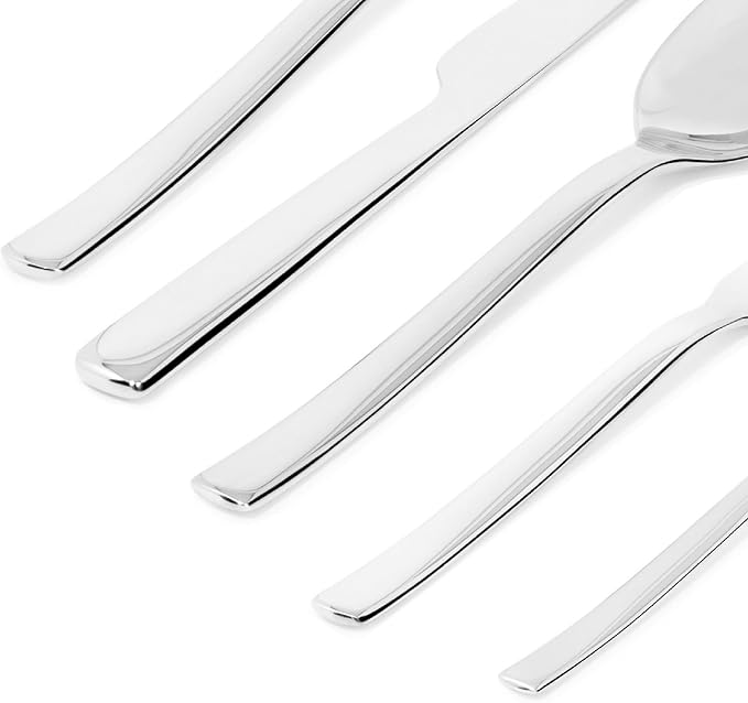 Alessi REB09S5 Ovale - Cutlery set composed of one table spoon, one table fork, one table knife, one dessert fork, one tea spoon in 18/10 stainless steel.