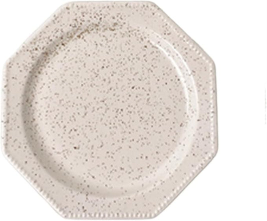 SONGCHAO Party Supplies Creative Octagonal Plate White Dessert Plate Home Restaurant Kitchen Plate Cake Plate Ceramic Retro Plate Party Plates (Color : A)