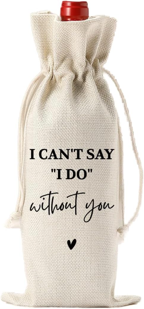 Engagement Gifts for Couples, Engagement Wine Bag, Engagements Party Decorations, Engaged Gifts, Pairs Well With Getting Engaged, Burlap Bottle Bags With Drawstring for Wedding Party Dinner