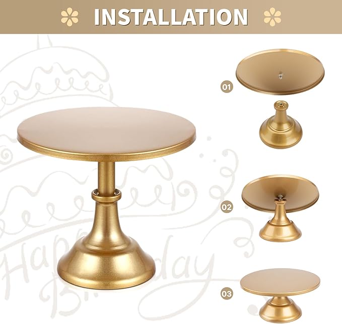 3 PCS Gold Cake Stand Set, Dessert Table Display Set with Wedding Cupcake Stand and Cake Stands for Party, Wedding, Birthday, Anniversary, Baby Shower, Thanksgiving, Christmas
