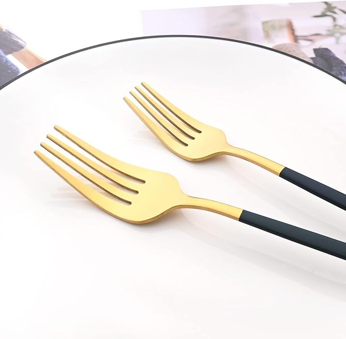 30-Piece Snplowum Mirror Flatware Serving Set, 18/0 Stainless Steel Dinnerware With Green Handle, Modern Durable Home Kitchen Eating Tableware Set Service For 6 (Green Gold)
