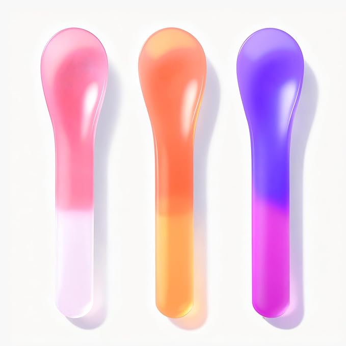 60 Pack Color Changing Ice Cream Spoons, Mega Value 3-Color Assortment for Parties, Frozen Yogurt & Gelato, Individually Wrapped Plastic Spoons, BPA Free - Assorted