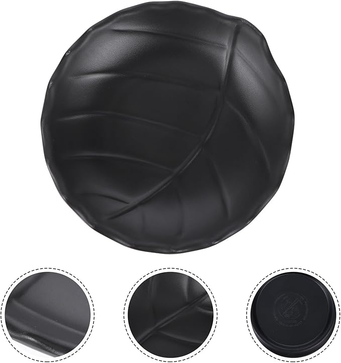 Toyvian Creative Leaf-pattern Snack Plate Black Ceramic Appetizer Dish Decorative Food Serving Tray for Kitchen and Household Use