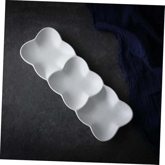 Ciieeo Ceramic Appetizer Serving Tray Nordic Style Plates for Sauces Condiments White Dipping Everyday Use