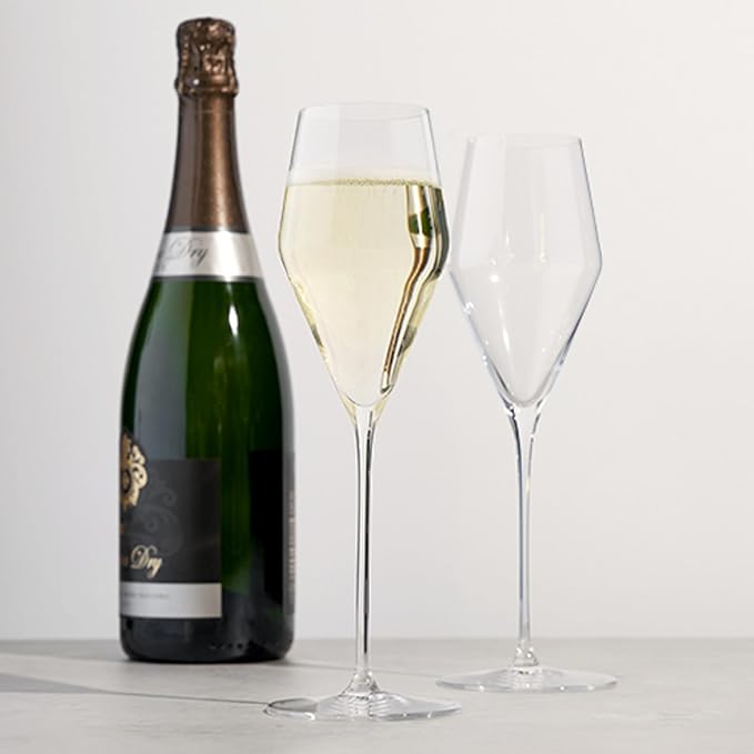 Spiegelau Definition Champagne Flutes, Elegant Crystal Champagne Glasses Gift Set, Perfect for Prosecco, Sparkling Rose, Mocktails, Home Bar Accessories, Housewarming, Wedding Gifts, 9 oz, Set of 4