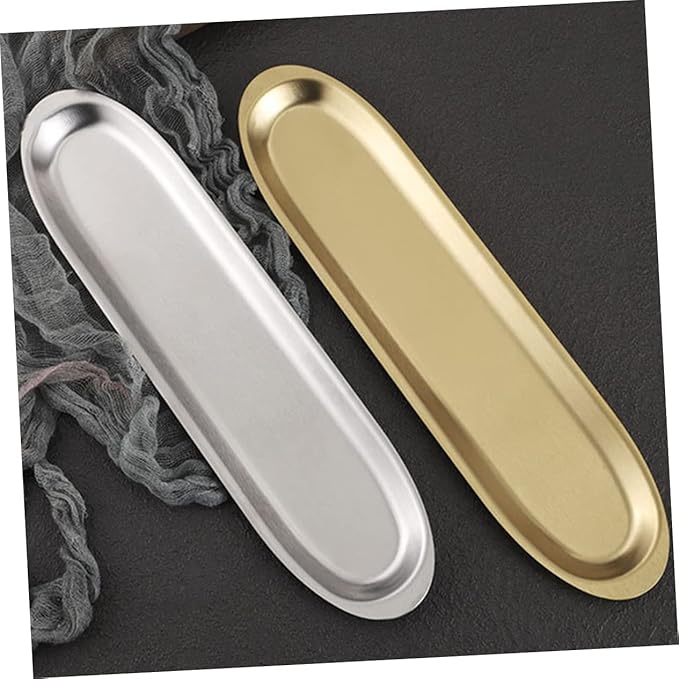 Homoyoyo Stainless Steel Cutlery Tray Silver Trays for Serving Chinese Plates BBQ Plate Multi-Function Household Tableware