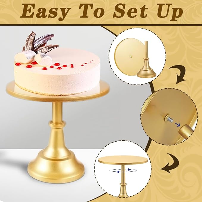 3 Pcs Cake Stand with 20Pcs Cakeboard Round, Cake Stand Set Disc Diameter 8" 10" 12", Perfect Dessert Table Display Set, Cupcake&Cake Stands for Party, Wedding, Birthday (Gold)