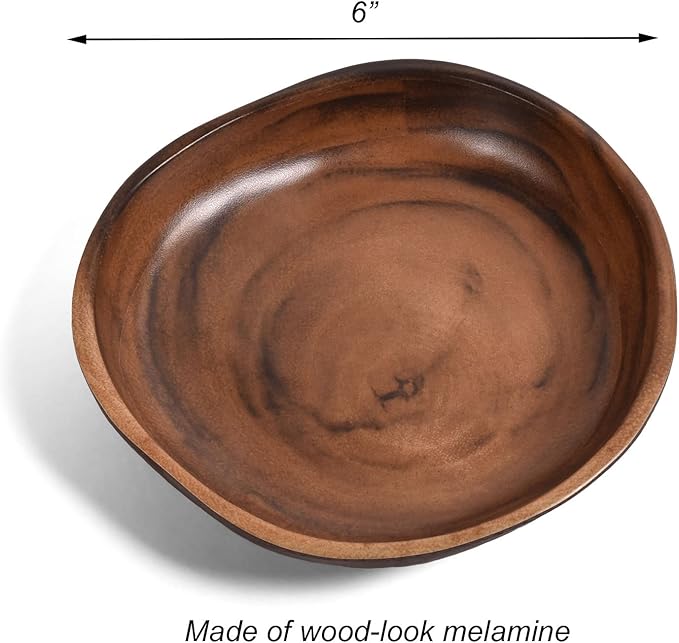 Merritt Designs Faux Sequoia Wood 6-inch Melamine Appetizer/Snack Plate, Set of 4