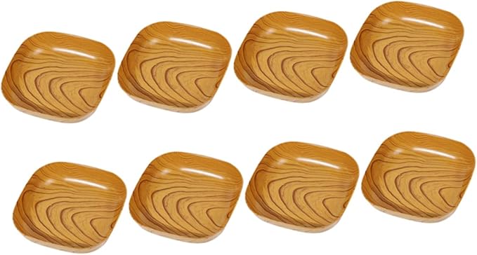 Veemoon Square Wood Bread Dipping Plate - Natural Palm Leaf Dinnerware for Appetizers and Snacks